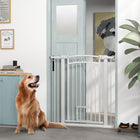 PawHut - Porte pour Chien à Traverser avec Petite Porte - 30"-41" L x 42" H-Fonctionnalités de verrouillage automatique et double, utilisation à une main