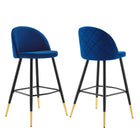 Modway - Cordial Performance Velvet Tabourets de bar - Marine - Ensemble de 2-Tabourets de bar rétro modernes