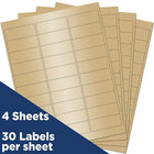 Jam Paper Étiquettes postales, 1 x 2,63 po, or métallique, 120/paquet (40732537)-30 étiquettes par feuille
