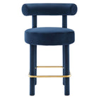 Modway - Toulouse Performance Velvet Tabouret de comptoir - Midnight Blue Gold-Limite de poids : 330 lb