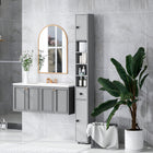 Kleankin - Armoire de rangement de salle de bain avec étagères et porte-papier toilette - gris-La surface en mélamine protège efficacement contre les dégâts des eaux 