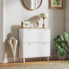 HOMCOM - Armoire de rangement à chaussures étroite avec étagères ajustables - blanc-Les étagères réglables s'adaptent à des chaussures de tailles variées 