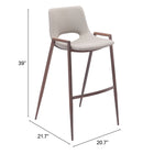 Zuo - Desi Tabouret de bar - Beige/Noyer - Ensemble de 2-6