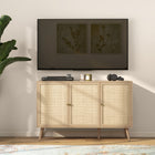 HOMCOM - Buffet 47,2 po L, armoire de rangement, bois naturel-Sangle anti-basculement pour éviter les chutes 