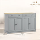 HOMCOM - Buffet 140 po L avec rangement - gris-Le matériau robuste est facile à nettoyer avec un chiffon humide 