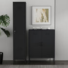 Manhattan Comfort - Ensemble de 2 armoires modernes d’appoint et de rangement Naomi - Noir-Porte ventilée Caractéristique Armoire haute Inclut une clé