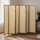 HOMCOM - Paravent autoportant tressé à la main 6 panneaux pour chambre - brun-Matériau : Tissage en papier, Bois de pin  
