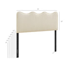 Modway - Athena Rayé Tissu tapis Tête de lit King Size, Rayures d’avoine-Conception à vagues festonnées