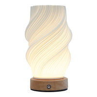 Xtricity - Lampe tactile LED portable à ondes fractales-Abat-jour imprimé en 3D avec base en bois pour un style décoratif moderne