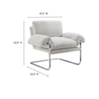 Modway - Ansel Tissu Boucle Chaise d’accent - Papier journal-Cadre en acier inoxydable poli