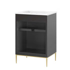 Modway - Awaken 24" Vanette de salle de bain - Blanc Noir-Rangement spacieux