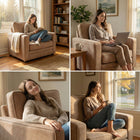 HOMCOM - Fauteuil d’appoint effet velours avec large assise pour salon - brun-Dimensions totales : 43,3 po l x 30,3 po P x 32,7 po H (110 x 77 x 83 cm)  
