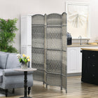 HOMCOM - Séparateur de pièce autoportant 4 panneaux tressé à la main pour bureau à domicile ou chambre - gris mélangé-Motif tressé avec sommet arqué pour plus d'élégance  
