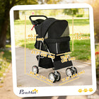 PawHut - Pet Poussette pour chat et chien à roulettes, entrée zippée, chariot de transport pliable - noir-Roues avant à 360° et freins arrière assurent une promenade fluide et sécurisée 