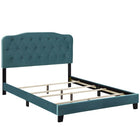Modway - Amelia Performance Velvet Lit plein, Bleu de mer-Cadre de lit moderne avec tête de lit
