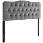 Modway - Annabel Touffe de diamant Performance Velvet Tête de lit Queen, Gris-Luxueuse tête de lit reine moderne