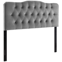 Modway - Annabel Touffe de diamant Performance Velvet Tête de lit Queen, Gris-Luxueuse tête de lit reine moderne