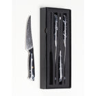 Minimal - Ensemble de couteaux à steak Damascus Black Stone de 4 pièces, service pour 4 personnes-Poignées élégantes uniques au design ergonomiquees