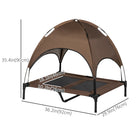 PawHut - Lit pour animal surélevé rafraîchissant portable avec auvent - 36 po L x 30 po l x 35 po H - café-Le tissu est en polyester haute densité et respirant pour éloigner la chaleur 