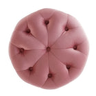 Modway - Amour Ronde à boutons touffés Performance Velvet Ottoman - Rose poussiéreuse-Capacité de poids de l’ottoman : 500 lbs