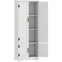 HOMCOM - Armoire de cuisine garde-manger 60 po avec étagères - blanc-Étagère réglable et amovible dans une armoire de rangement supérieure pour un stockage plus flexible 