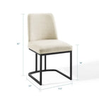 Modway - Amplify Base de traîneau Tissu rembourré Fauteuil d’appoint de salle à manger - Noir beige-Chaise à base de traîneau