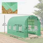 Outsunny - serre tunnel avec porte enroulable - 11,5 pi x 6,6 pi x 6,6 pi - 6 fenêtres pouvant être ouvertes et fermées pour une excellente ventilation  
