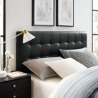 Modway - Lily Vinyle rembourré Tête de lit Queen, Noir-Convient aux lits queen size