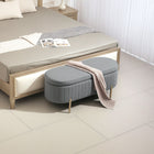 HOMCOM - Banc ottoman de chambre rembourré à canaux - gris-Le dessus relevable avec doubles charnières permet un accès sûr et facile 