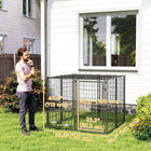 PawHut - Enclos pour chien extérieur avec gamelles réglables et rotatives - 4,6 pi x 4,6 pi x 3,7 pi-Le toit pare-soleil en HDPE protège du soleil 