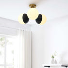 Modway - Stellar 3-Lumière Lumière de plafond semi-encastrée - Laiton satin opale-Abat-jour en verre d’opale
