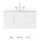 Modway - Vitality 36" Armoire de toilette de salle de bain (lavabo non inclus) - Blanc-Portes à fermeture douce