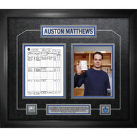 Auston Matthews Toronto Maple Leafs Four Goal First Game Scoresheet Collage - Impression encadree - 28" x 24"-Qualité supérieure - scoresheet framed