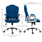 Vinsetto - Chaise de bureau avec hauteur et inclinaison réglables - bleu-Dossier moyen, accoudoirs rembourrés et mousse pour soutien et confort