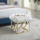 Modway - Intersperse Peau de mouton Ottoman - Or Blanc-Véritable peau de mouton luxueuse
