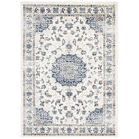 Modway - Lilja Médaillon vintage vieilli Tapis de 5 pi l x 8 pi L - Ivoire et bleu marocain-Tapis de décor vintage vieilli