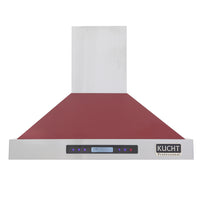 KUCHT KRH3615-R 36 po Hotte murale professionnelle - 900 CFM - Acier inoxydable/Rouge-La hotte professionnelle est équipée de trois ventilateurs puissants pouvant atteindre 900 CFM, offrant plusieurs niveaux de débit d’air et captant la fumée et les odeurs de cuisson dans un fonctionnement silencieux