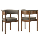Modway - Clea Revêtement courbé Chaises de salle à manger Ensemble de 2 - Taupe-Tissu d’ameublement