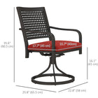 Outsunny - Chaises pivotantes de patio avec coussin, fauteuil à bascule Rouge-Fabriqué en métal avec un revêtement en poudre 