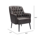 Zuo - Tasmania Fauteuil d’appoint - Noir vintage-Garantie limitée de 3 ans