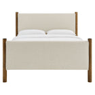Modway - Maven Taille reine Tissu tapis Lit de plateforme, Noyer d’ivoire-Support en lattes de bois