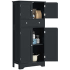 HOMCOM - Armoire de cuisine 50,5 po avec portes et étagère réglable - noir-Étagère à 3 niveaux dans deux armoires et un tiroir assurant un grand espace de rangement 