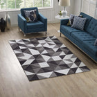 Modway - Kahula Mosaïque du triangle géométrique Tapis - 5 po x 8 po - Noir/Gris/Blanc-Tissage serré à poil bas