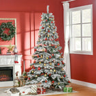HOMCOM - Sapin de Noël artificiel floqué de neige de 2 - 3 m - vert-Branches ignifuges pour assurer la sécurité 
