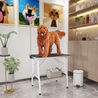 PawHut - Table de Toilettage pour Chien avec Bras Réglable - Noir-Plateau en caoutchouc avec surface imperméable et antidérapante, bords en alliage d'aluminium