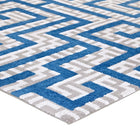 Modway - Nahia Labyrinthe géométrique Tapis de 5 pi l x 8 pi L - Ivoire gris clair et bleu-Microfibre 100% polyester