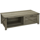 HOMCOM - Table basse style ferme avec tiroir et étagère de rangement pour salon - gris-Meuble vintage avec étagère à demi-ouverte, élément en biais, tiroir au design porte de grange et poignée rétro