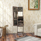 HOMCOM - Armoire à bijoux avec miroir autoportante - 11,75 po L x 57,5 po l x 14,25 po H - marron-Fabriqué en panneau MDF de haute qualité pour une utilisation durable 