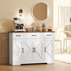 HOMCOM - Buffet de style ferme 47 po avec charnières à fermeture douce et étagères à épices - blanc-Étagères réglables sur 3 niveaux pour personnaliser le rangement d’objets de différentes tailles 