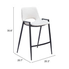 Zuo - Desi Tabouret de comptoir - Blanc - Ensemble de 2-8
